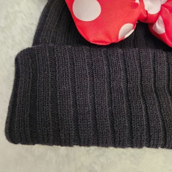 Minnie Mouse Inspired Childs Beanie Hat with Bow - Picture 3 of 6